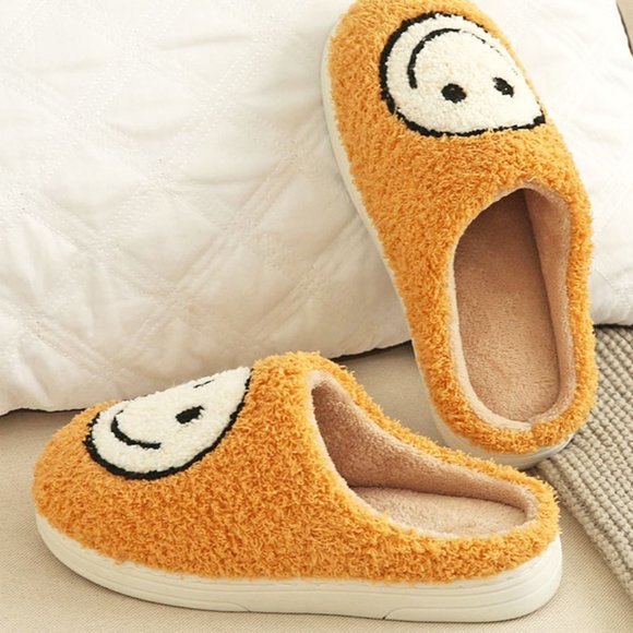 NEW Smile Smiley Happy Face CUTE Plush Soft Cozy Comfy Anti Skid Slip On Slipper - Picture 14 of 14